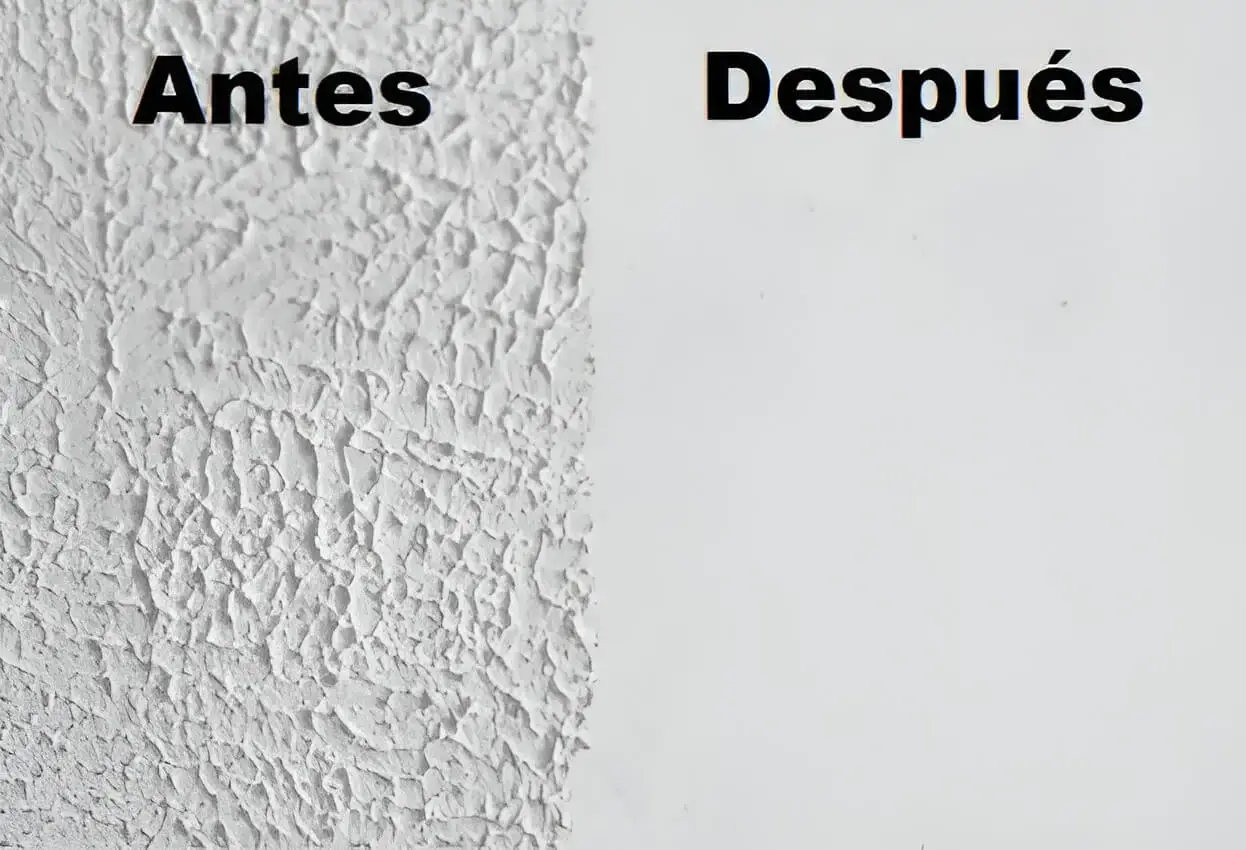 Antes y después de quitar gotelé en pared, trabajo de Los Pintores Guadalajara